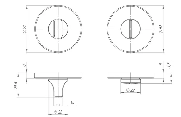 Ручка поворотная BK6RARCR52 (BK6 ARC) BL-24 черный BL черный