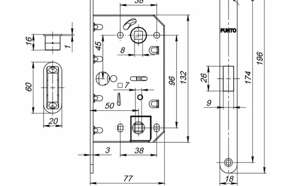 Защелка врезная магнитная ML96WC-50 SN (мат никель) SN МатНикель
