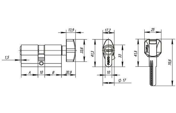 Цилиндровый механизм MaxPro7002Knob120mm(55+10+55) SN никель 7key с вертушкой SN никель