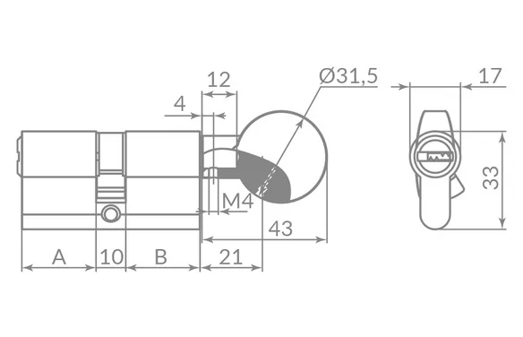 Цилиндровый механизм Z3002Knob100(50+10+40) с вертушкой CP хром CP хром
