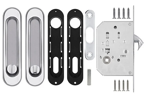 Защелка с ручками для раздвижных дверей SHSL152KIT011-BK (Soft LINE SL-011) СP-8 хром CP хром