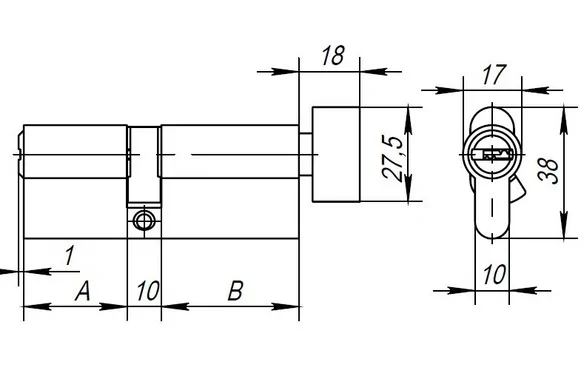 Цилиндровый механизм (AX202/90) AX2002Knob90 (45+10+35) CP хром с вертушкой CP хром