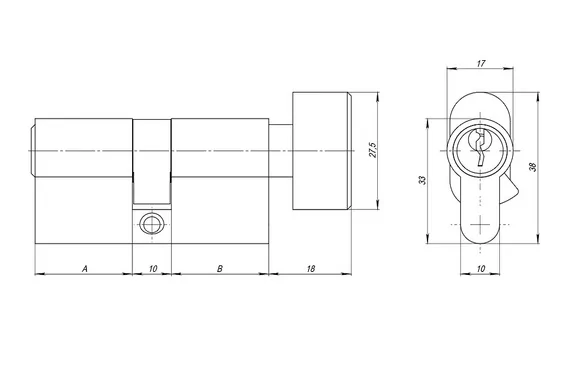 Цилиндровый механизм (AZ102/80) AZ1002Knob80 (30+10+40) CP хром  CP хром