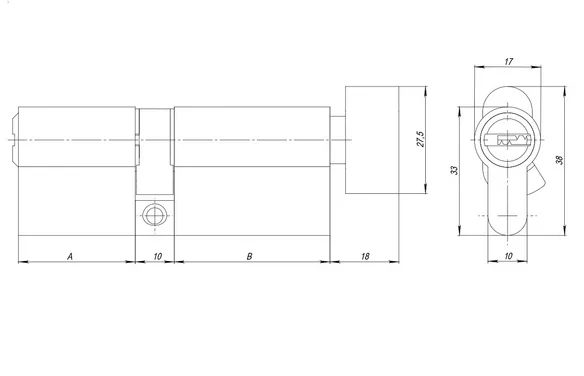 Цилиндровый механизм (AZ202/80) AZ2002Knob80 (35+10+35) CP хром  CP хром