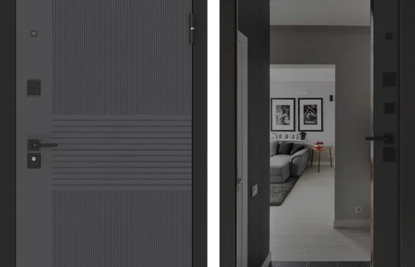 Входная дверь BN-05 с зеркалом (тонировка) ФЛЗ-618 Черный кварц Черный муар