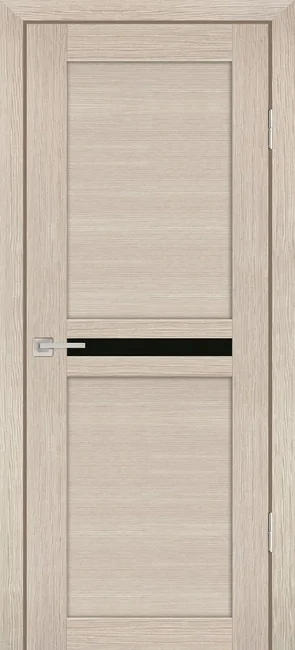 Дверь PS-03 экошпон стекло чёрный лакобель, цвет: Капучино Мелинга