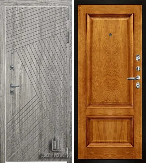 Дверь входная Nova, цвет дуб мелфорд грей софт, панель корсика цвет дуб patina antico