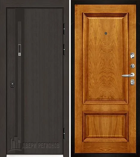 Дверь входная уличная Элит Термо, цвет Темный дуб, панель Корсика цвет Дуб patina antico
