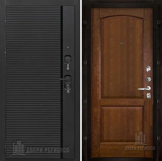 Дверь входная Президент Стайл зеркало, цвет Чёрная Мягкая Шагрень, панель Фоборг цвет