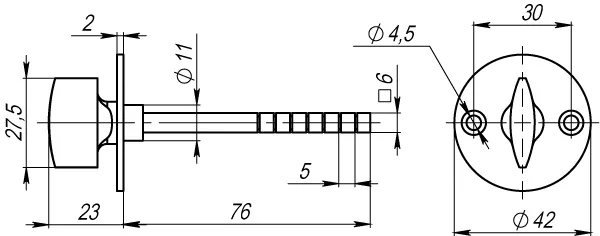 Ручка поворотная BK6RSB30 (SB-30/6) CP-8 хром CP хром