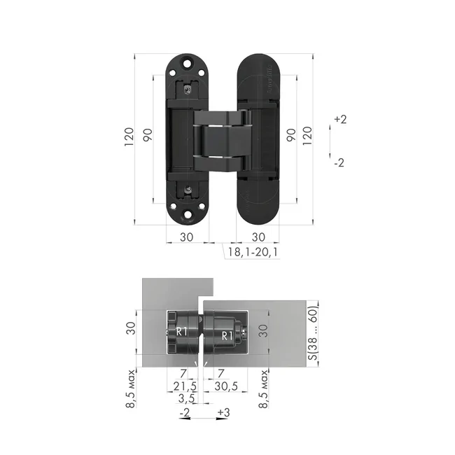 Скрытая петля Universal 3300, цвет: BL черный