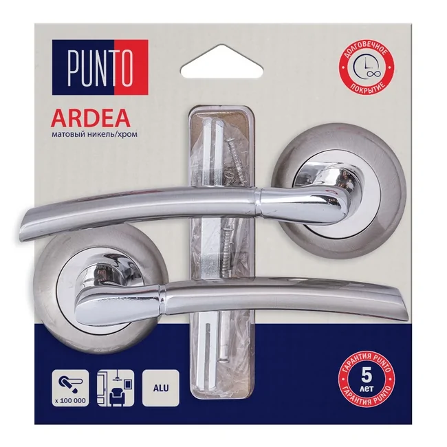 Ручка дверная Ardea LM/A R.TL54, цвет: SN матовый никель/CP хром