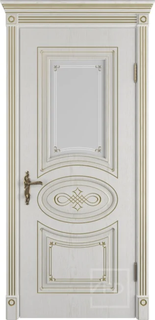 Дверь Bianca патиной остекление Art Cloud, цвет: Bianco classic patina gold