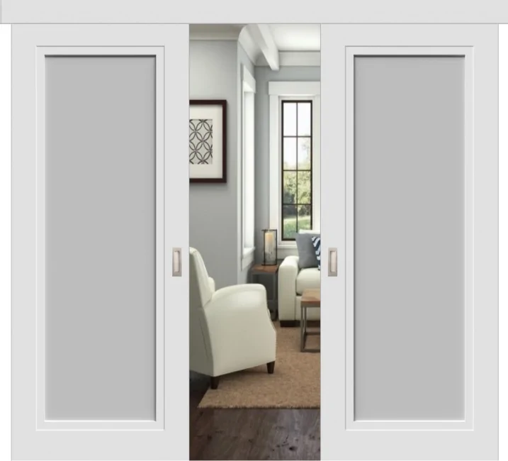 Дверь двустворчатая раздвижная Flat 1 White Cloud эмаль Polar, цвет: Polar