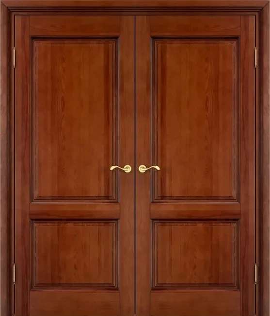 Дверь массив сосны двустворчатая ПМЦ модель 117ш глухая, цвет: Коньяк с патиной